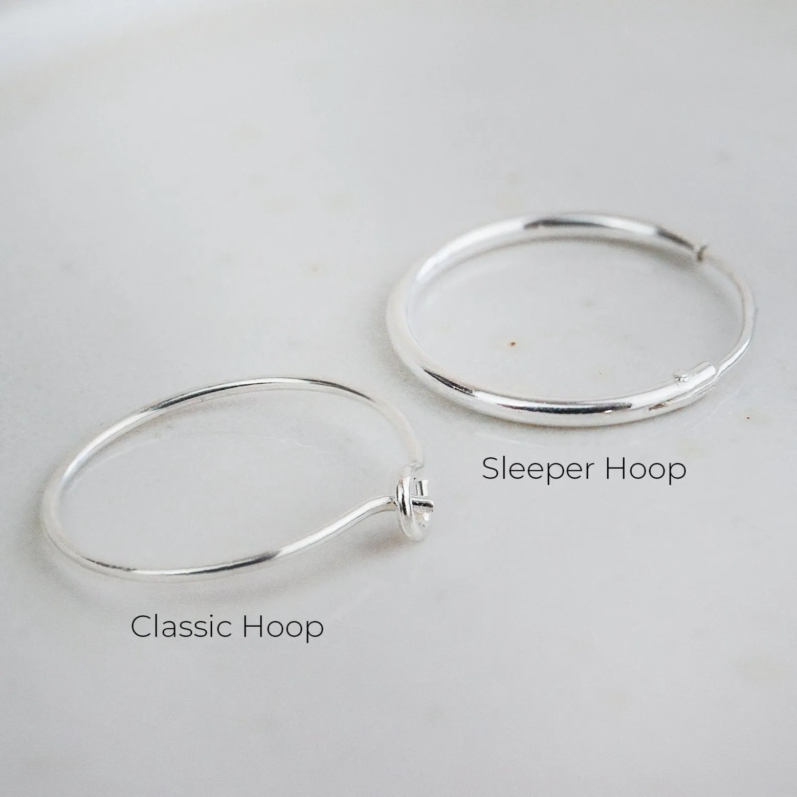 Sterling Silver Textured Charm Hoops - Tilted Heart