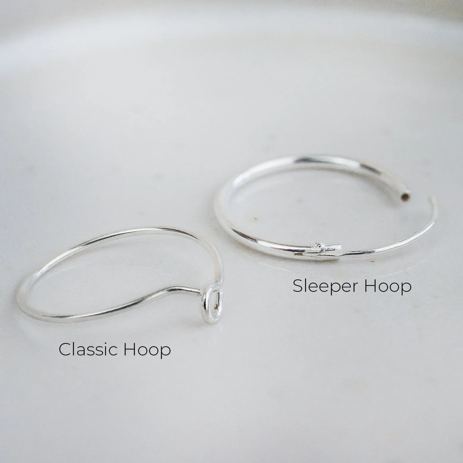 Sterling Silver Textured Charm Hoops - Tilted Heart