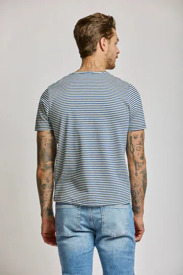 STRIPED POCKET T-SHIRT (BLUE) - EASY MONDAYS