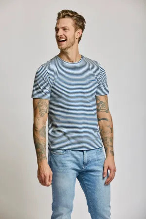 STRIPED POCKET T-SHIRT (BLUE) - EASY MONDAYS