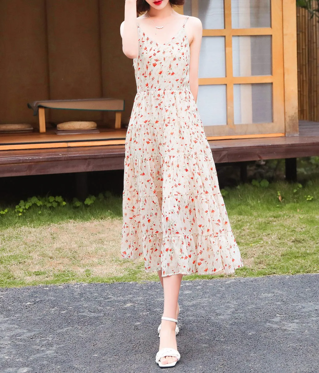 Stylish Beach Calf-length Strappy Camisole Dress