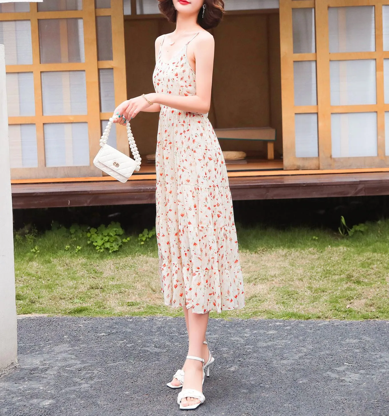 Stylish Beach Calf-length Strappy Camisole Dress