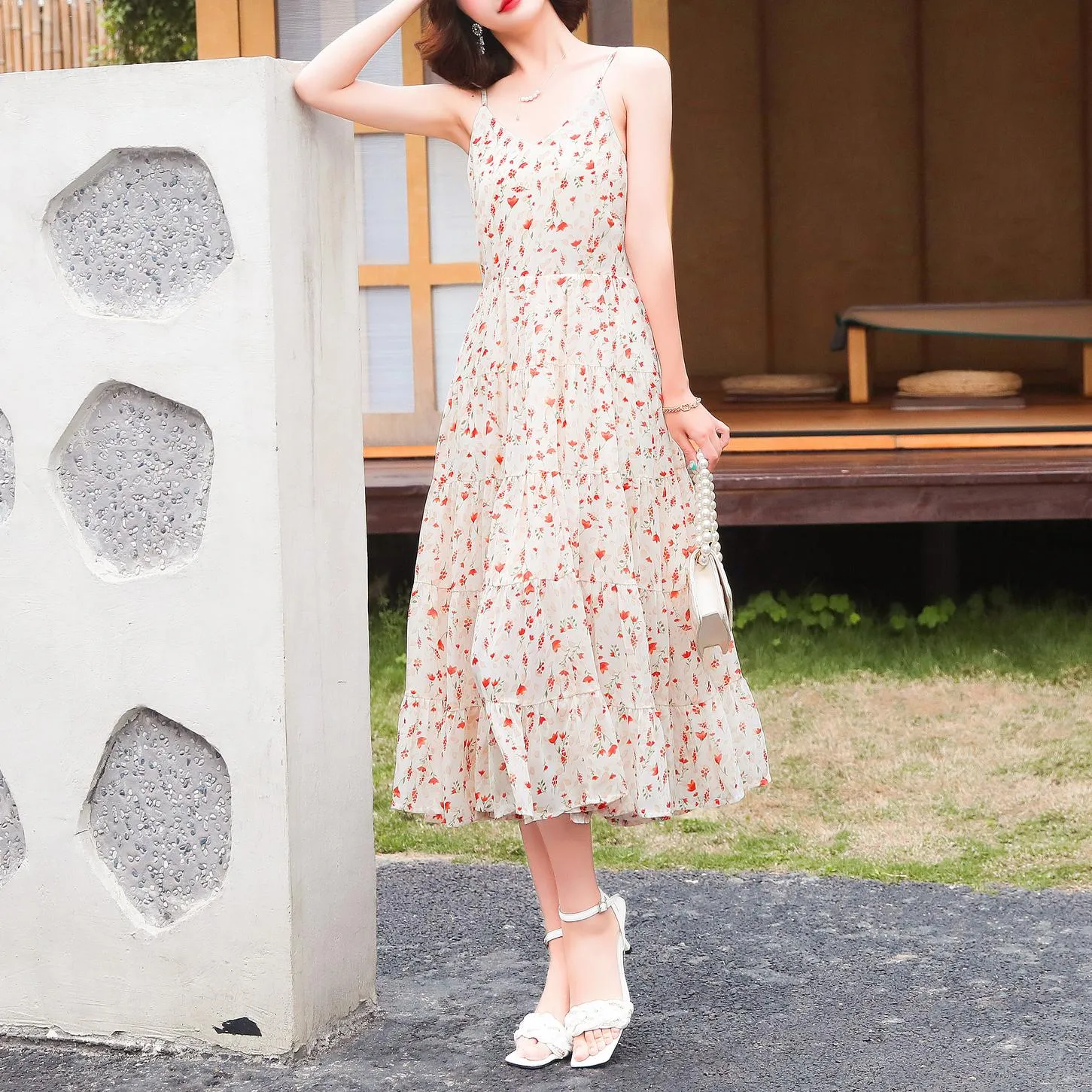 Stylish Beach Calf-length Strappy Camisole Dress