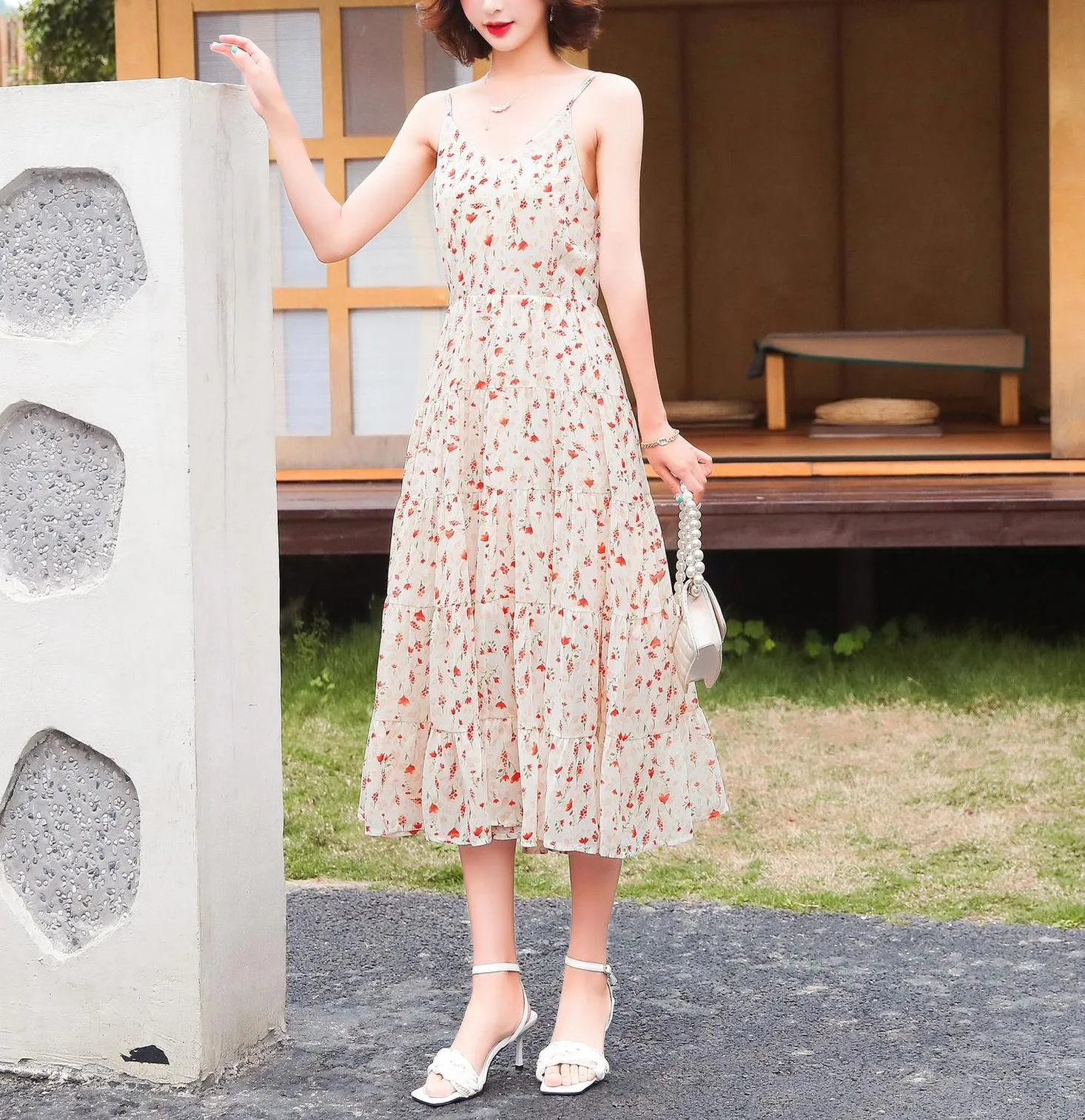 Stylish Beach Calf-length Strappy Camisole Dress
