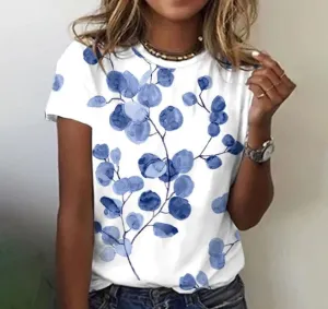 Stylish Evelyn crew neck tee featuring a plant design