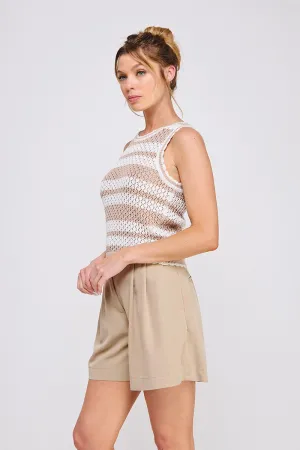 Sugar Stripe Scallop Tank