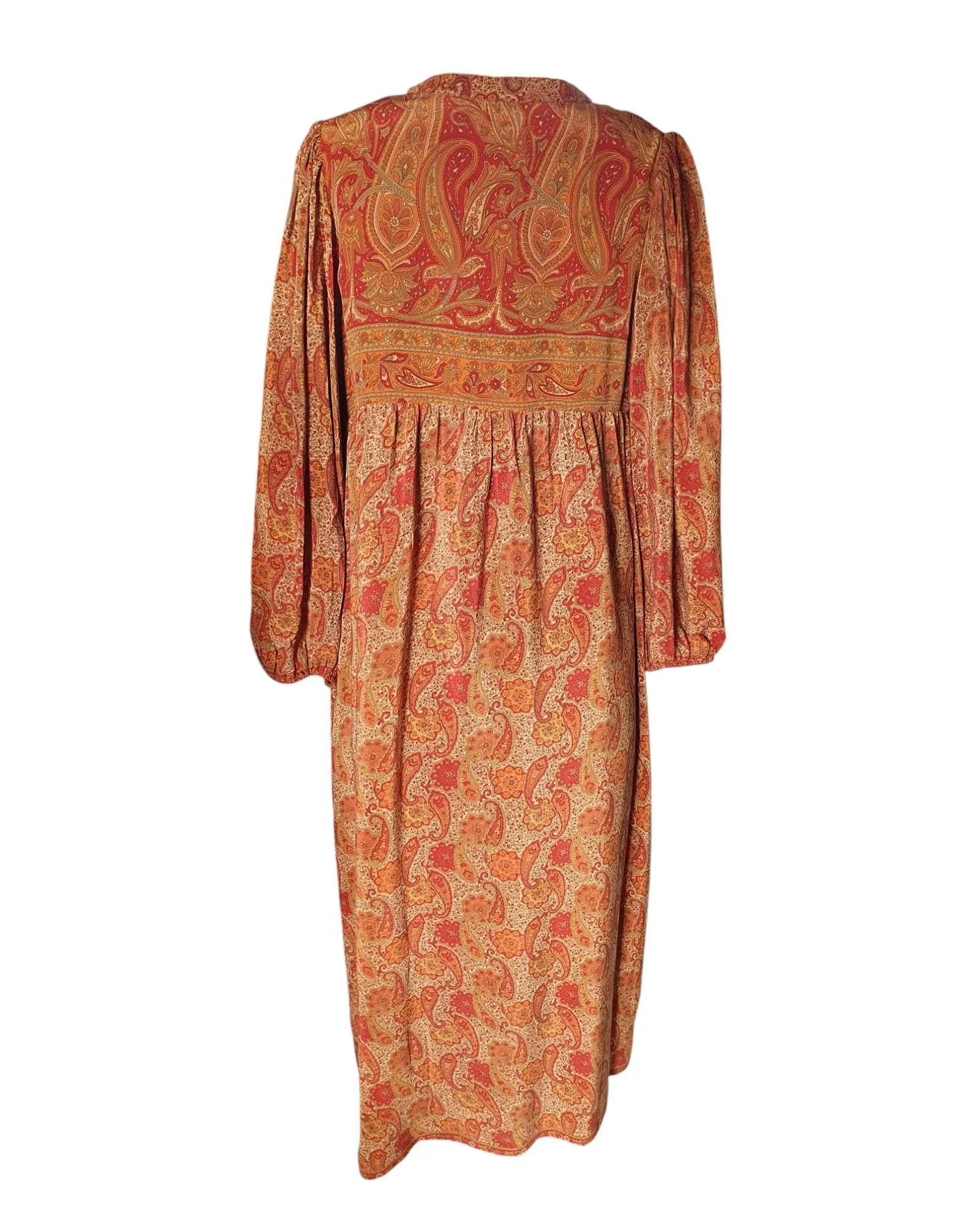Sundance Revival Dress - cream with tangerine red and lime paisley