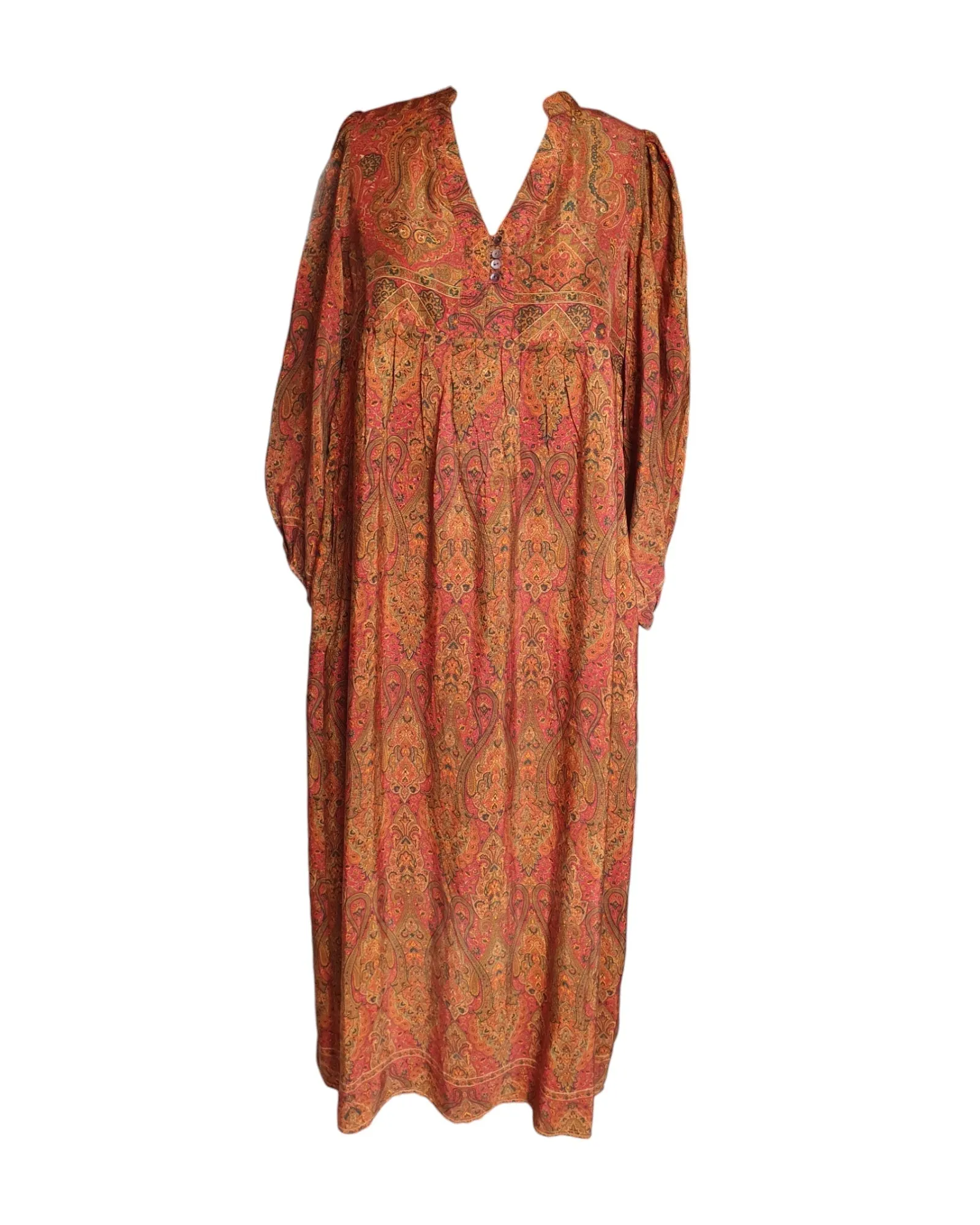 Sundance Revival Dress - red with tangerine and gold paisley