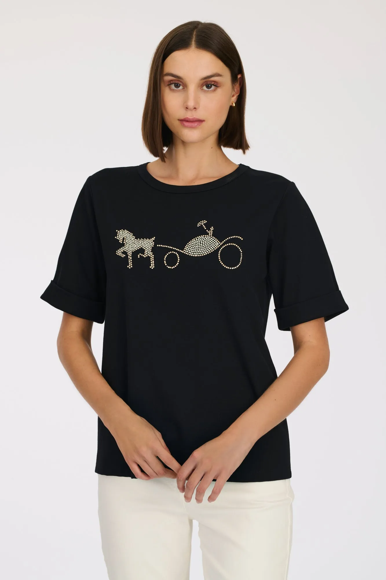 T-shirt logo strass et stud