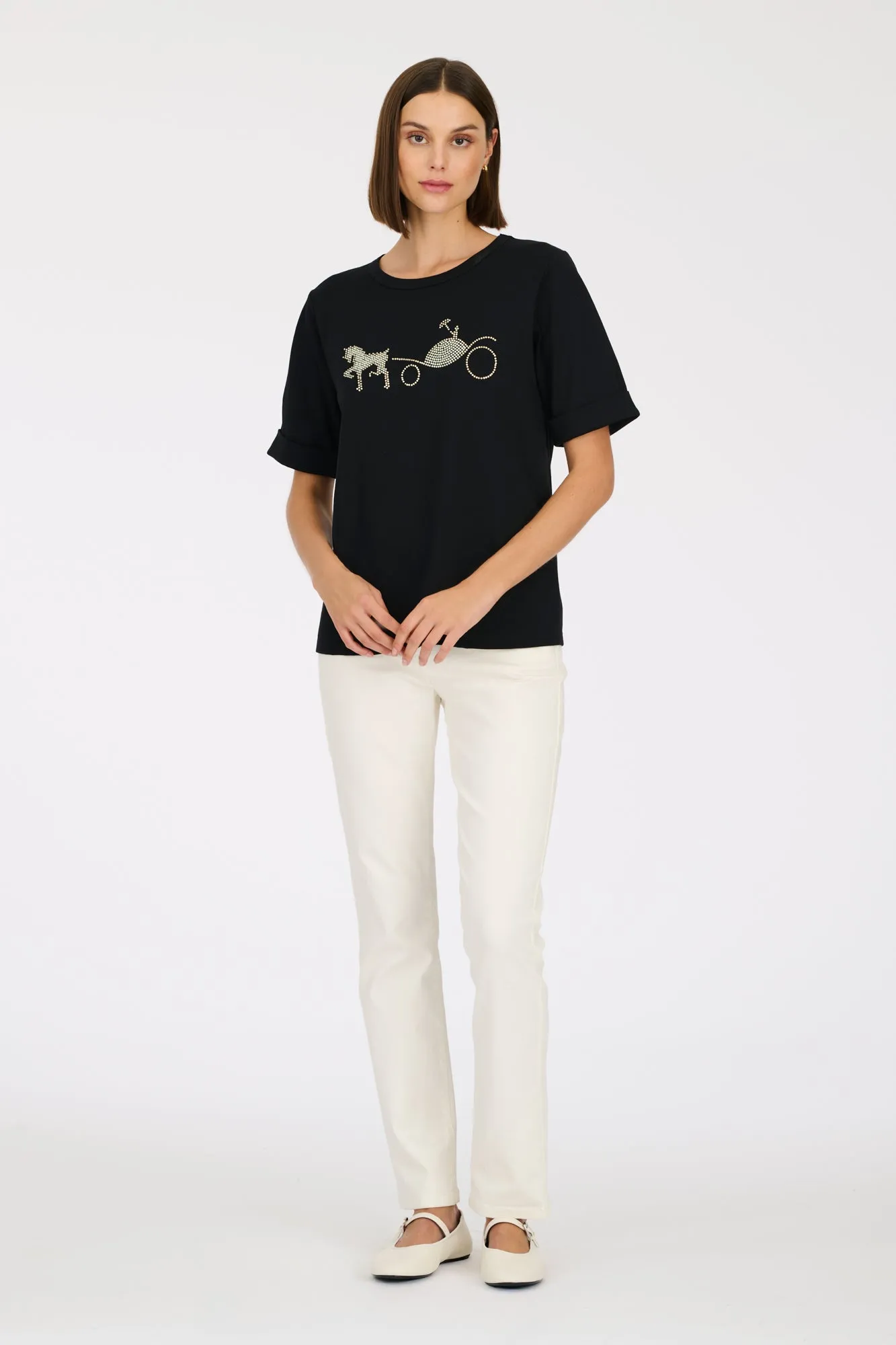 T-shirt logo strass et stud