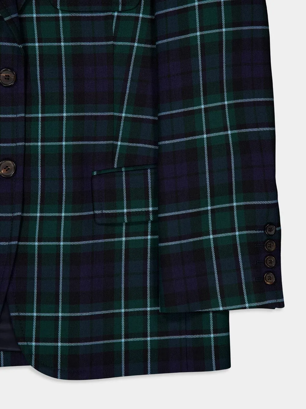 Tartan Wool Single-Breasted Blazer