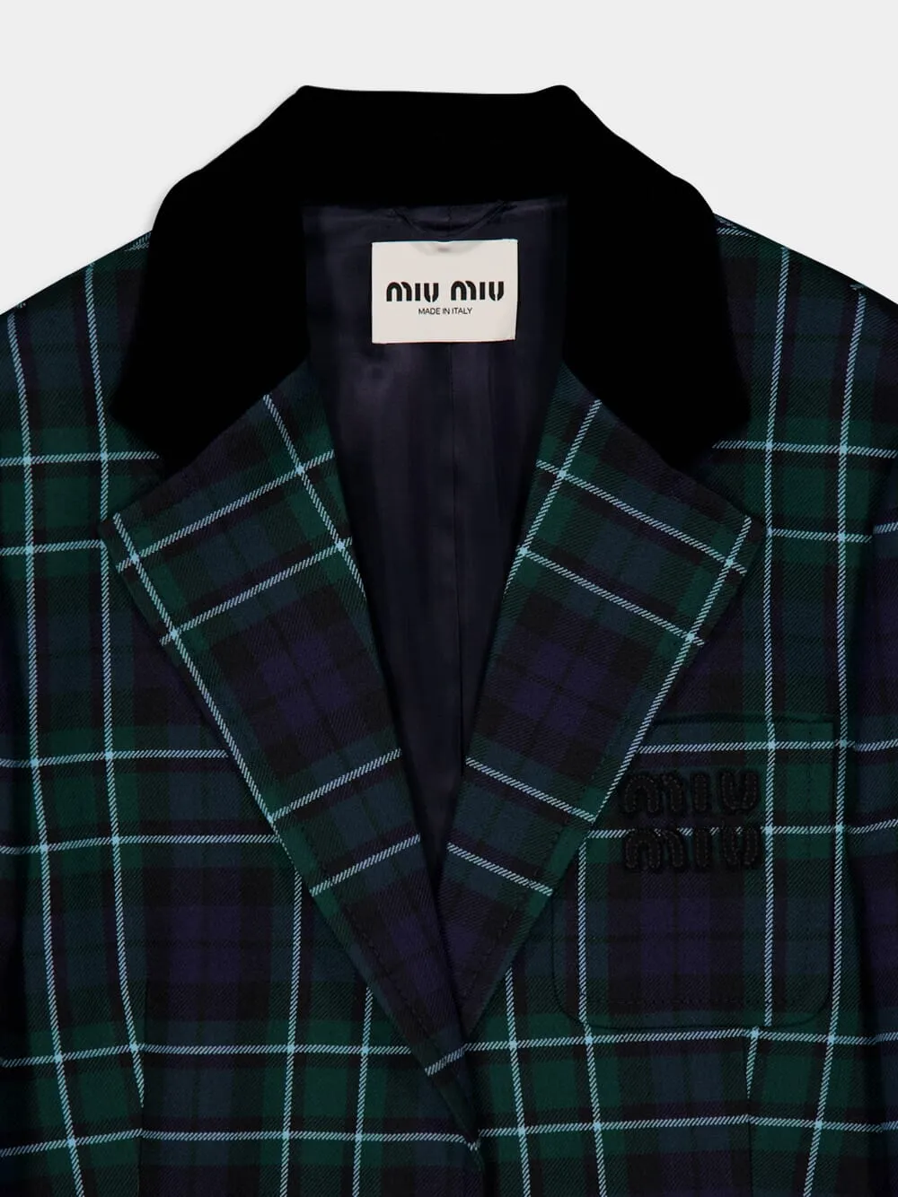 Tartan Wool Single-Breasted Blazer