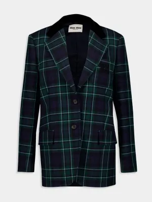 Tartan Wool Single-Breasted Blazer