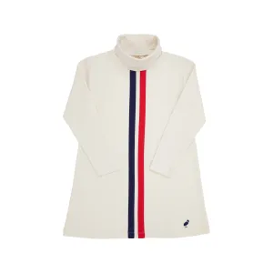 Tatum's Turtleneck Dress - Palmetto Pearl with Nantucket Navy and Richmond Red Stripes & Nantucket Navy Stork