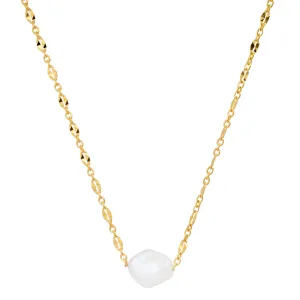 Textured Anchor Chain with Pearl Pendant