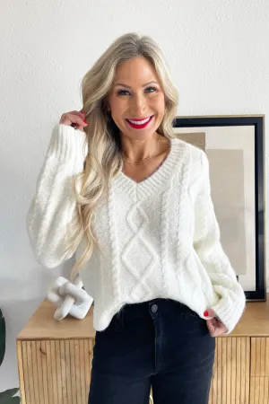 Textured Cable Knit Sweater