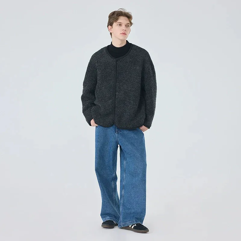 Textured Dark Gray Cardigan