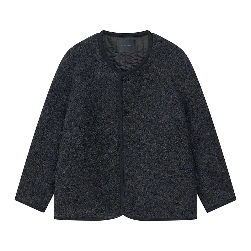 Textured Dark Gray Cardigan
