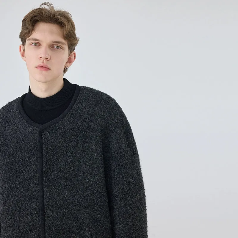 Textured Dark Gray Cardigan
