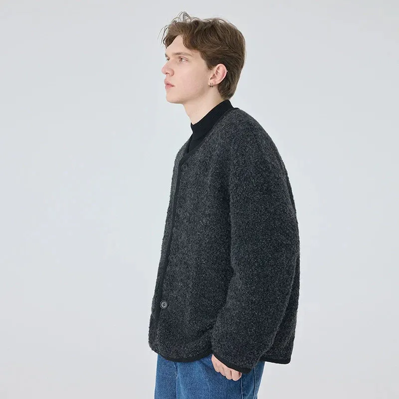 Textured Dark Gray Cardigan