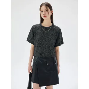 Textured Knit Short-Sleeve Cardigan