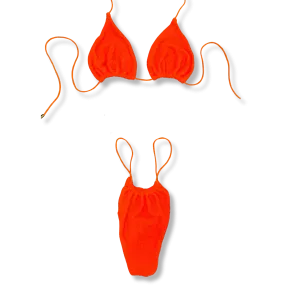 Textured Orange String Bikini