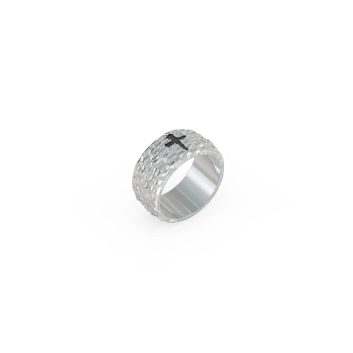 Textured Spike Cross Ring