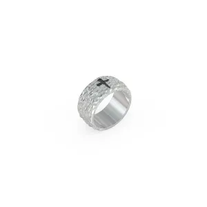 Textured Spike Cross Ring