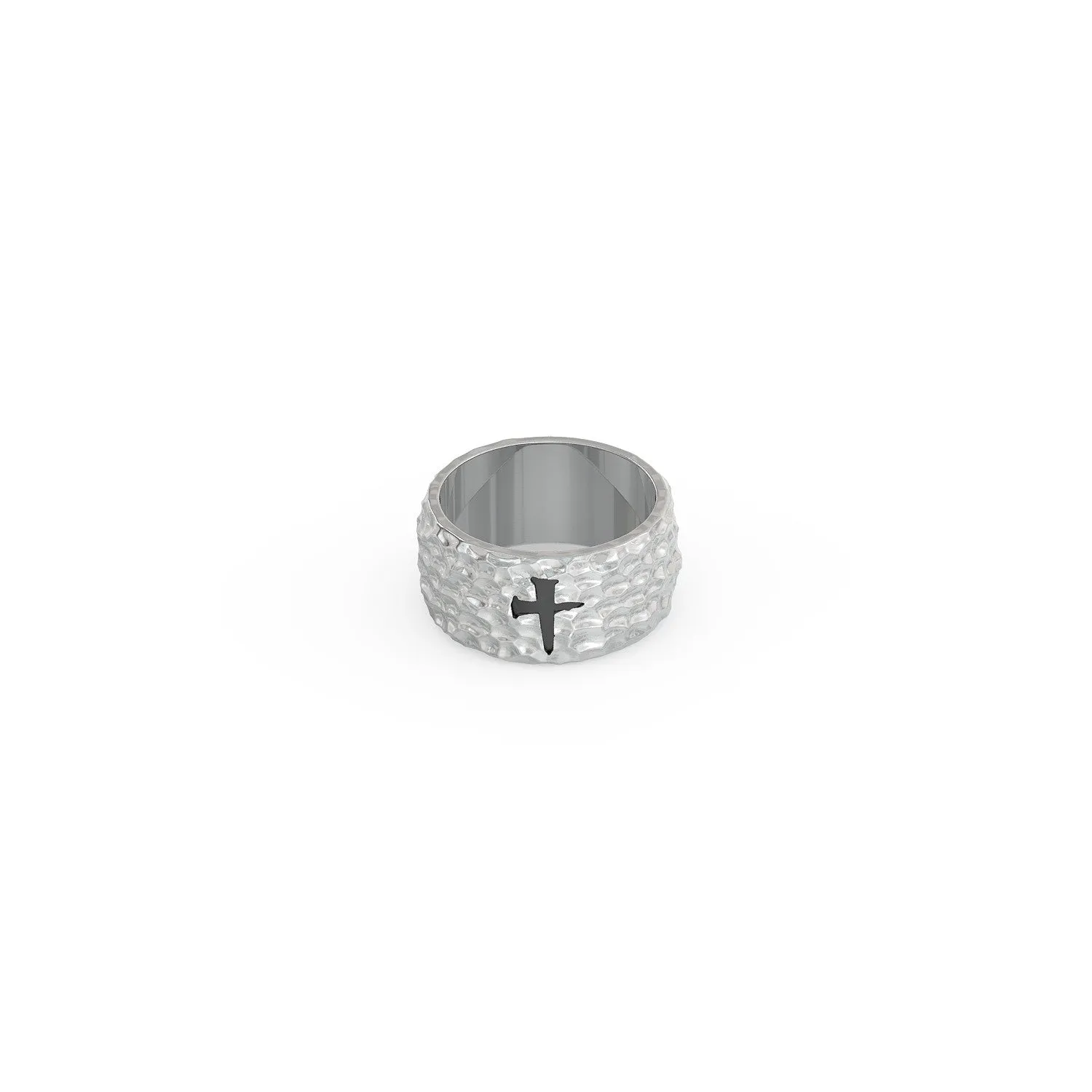 Textured Spike Cross Ring