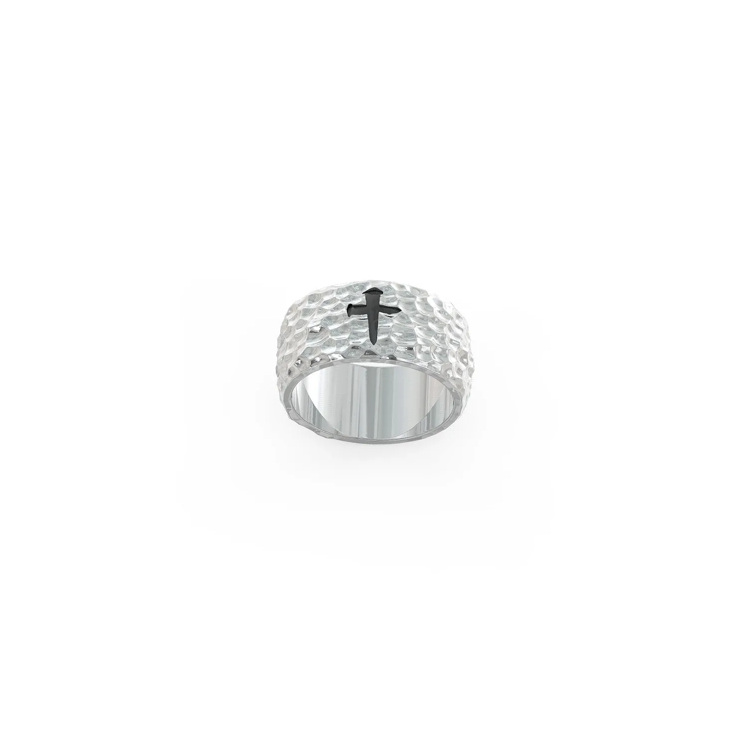 Textured Spike Cross Ring
