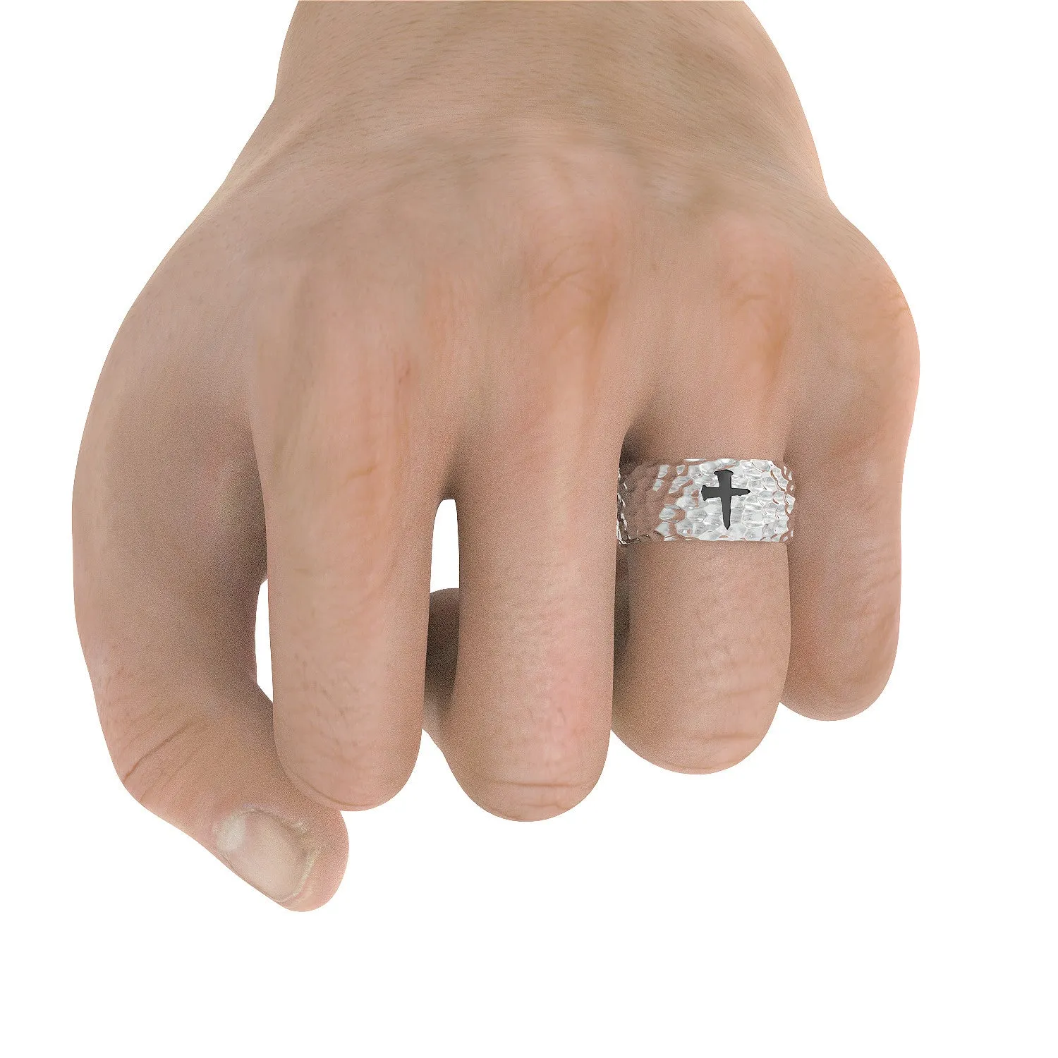 Textured Spike Cross Ring
