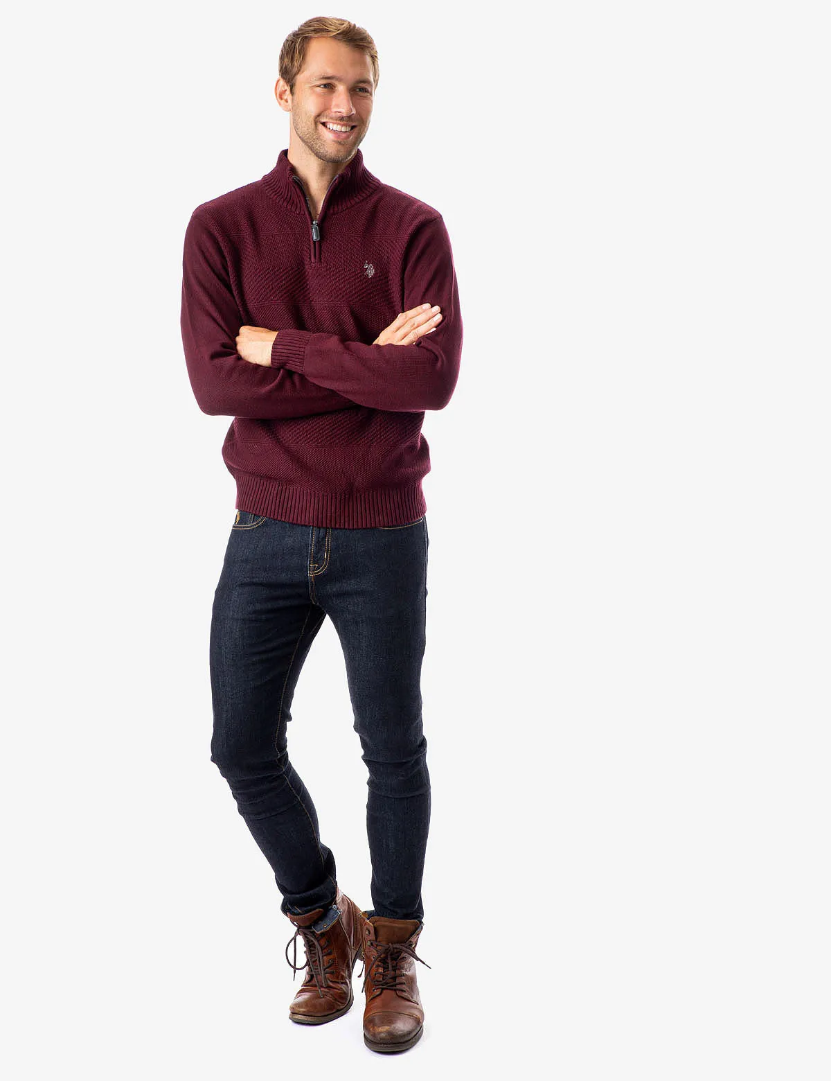 TEXTURED STRIPE 1/4 ZIP SWEATER