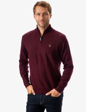 TEXTURED STRIPE 1/4 ZIP SWEATER