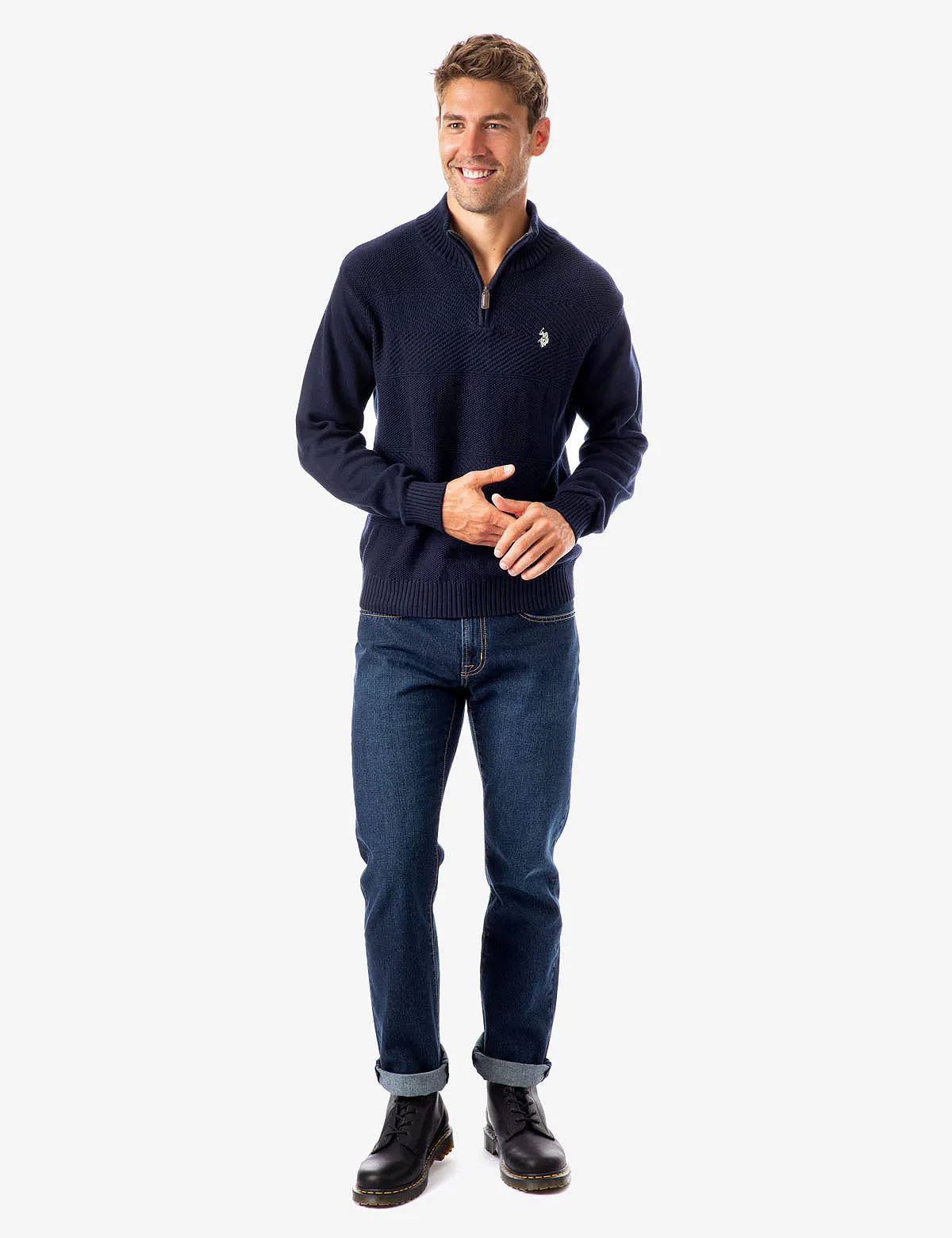 TEXTURED STRIPE 1/4 ZIP SWEATER