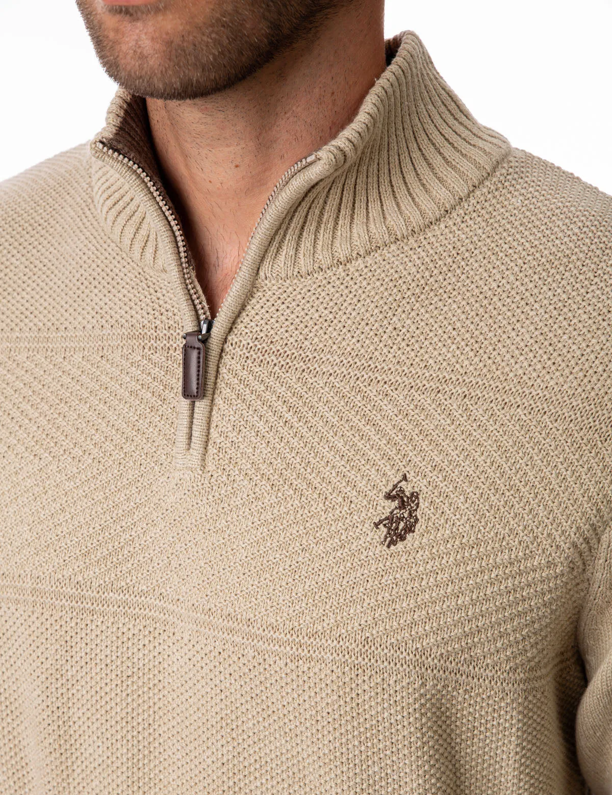 TEXTURED STRIPE 1/4 ZIP SWEATER