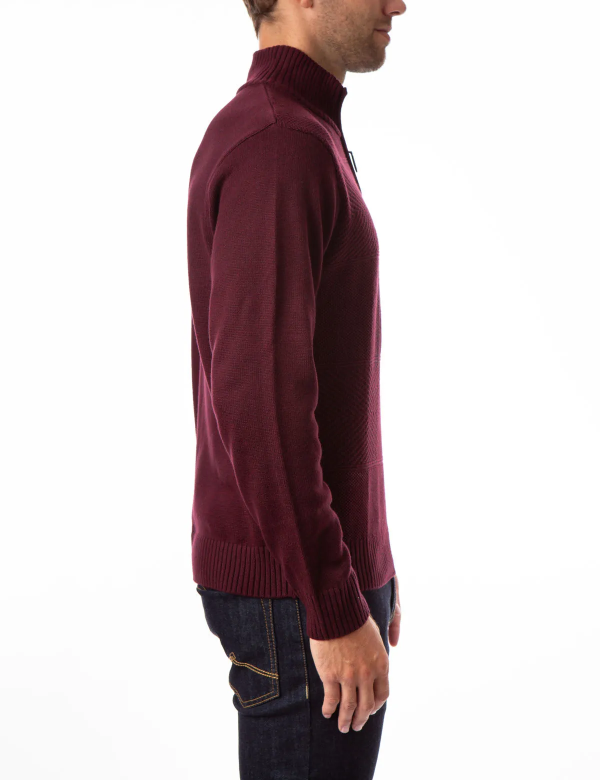 TEXTURED STRIPE 1/4 ZIP SWEATER