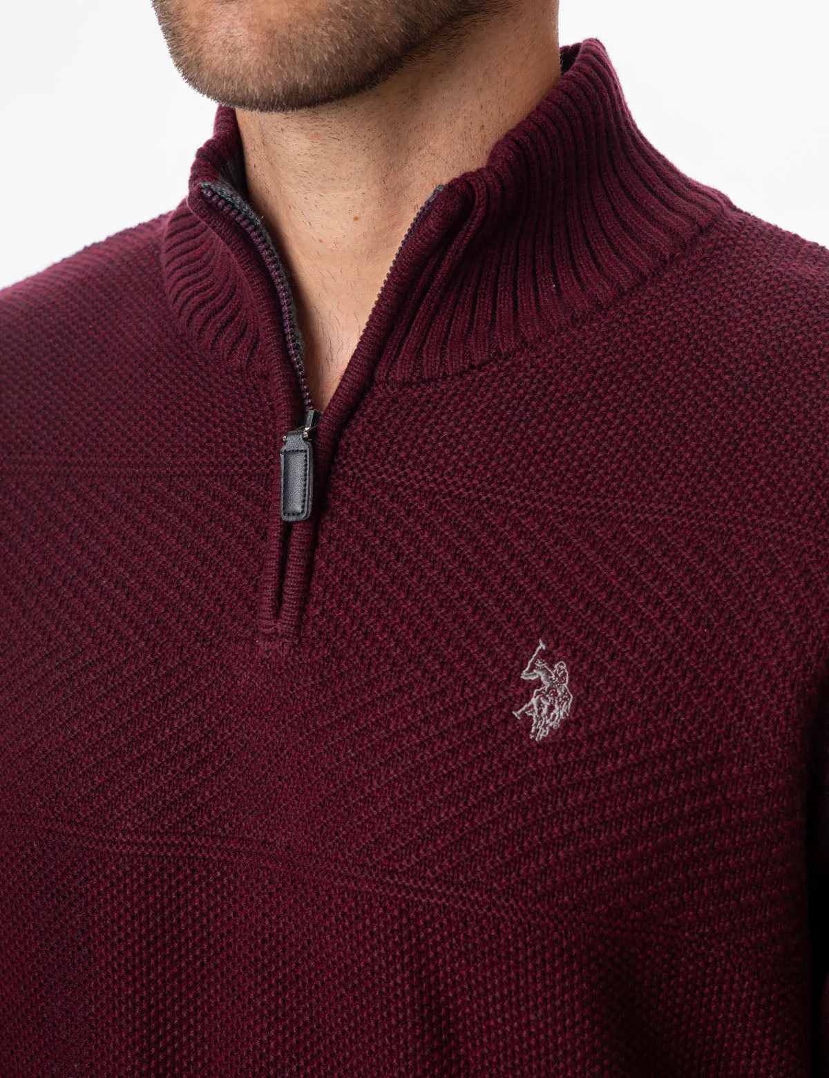 TEXTURED STRIPE 1/4 ZIP SWEATER