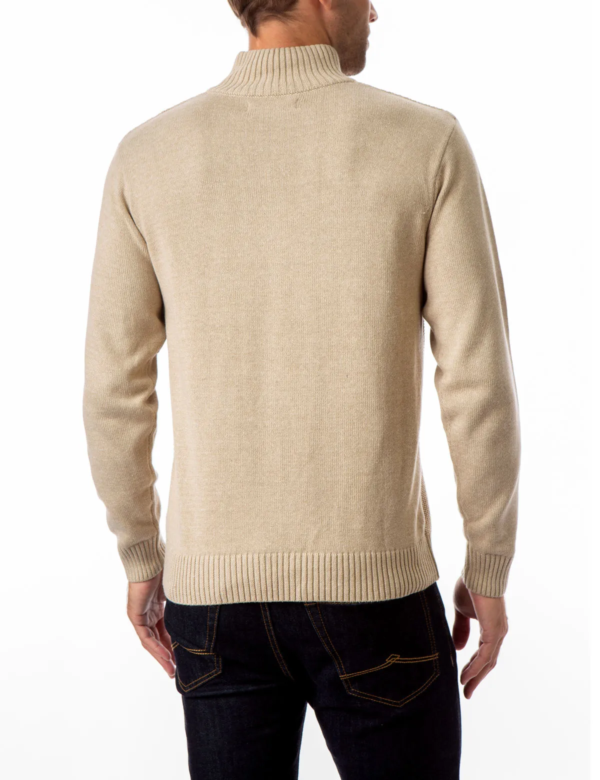 TEXTURED STRIPE 1/4 ZIP SWEATER