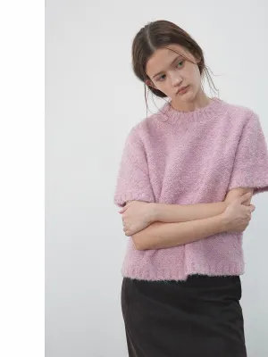 Textured Wool Short-Sleeve Sweater