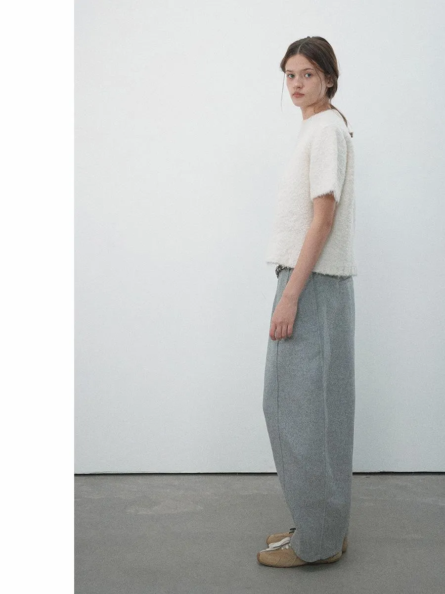 Textured Wool Short-Sleeve Sweater
