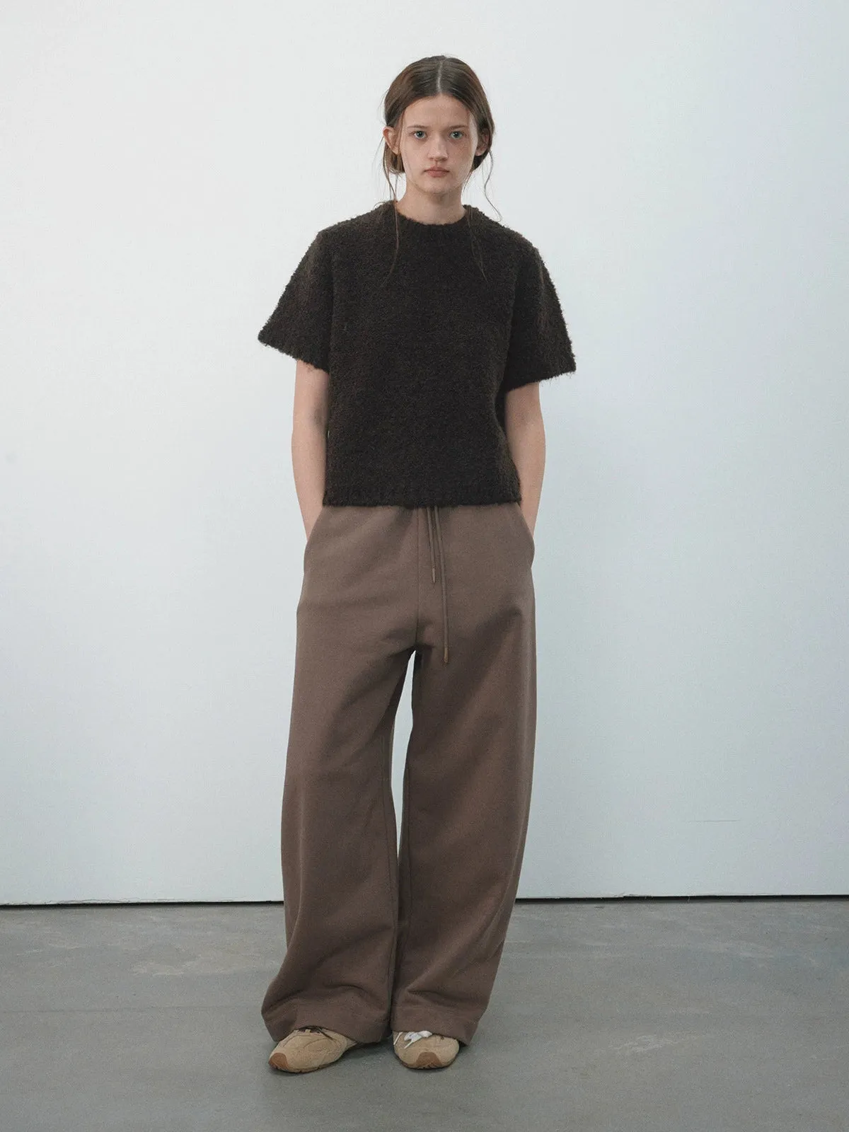 Textured Wool Short-Sleeve Sweater