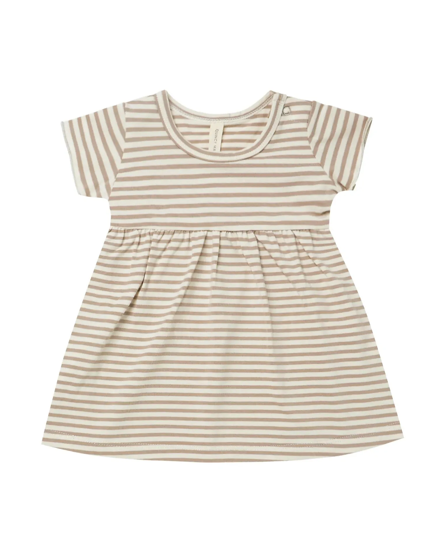 The Freya Striped Dress by Quincy Mae - Warm Grey - BABY