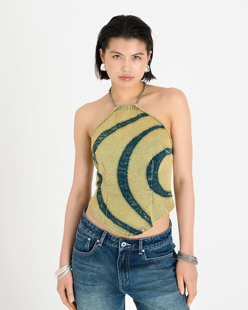 The Ragged Priest Ariel Denim Halter Neck Top