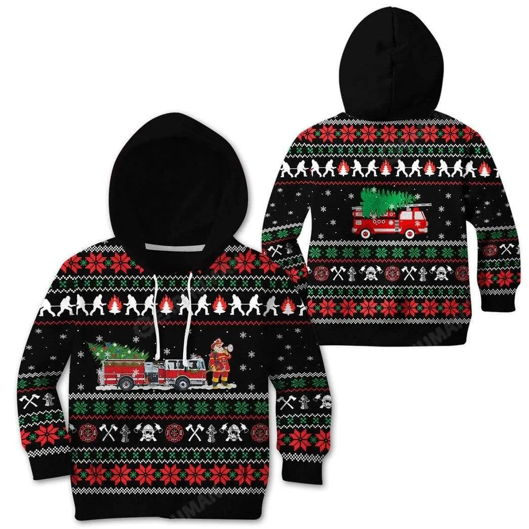 Ugly Christmas Firefighter Custom Cosplay Kid Hoodies Apparel