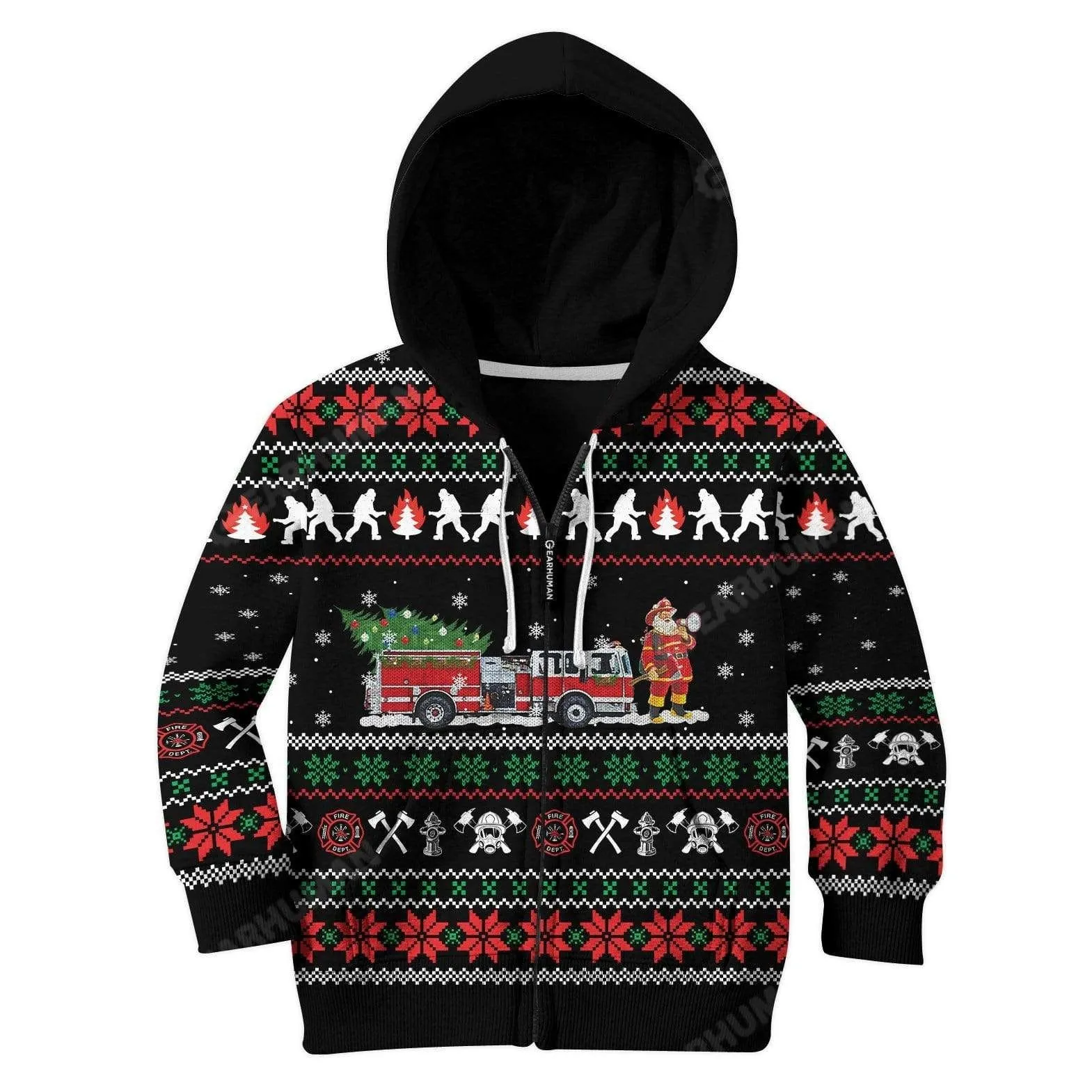 Ugly Christmas Firefighter Custom Cosplay Kid Hoodies Apparel