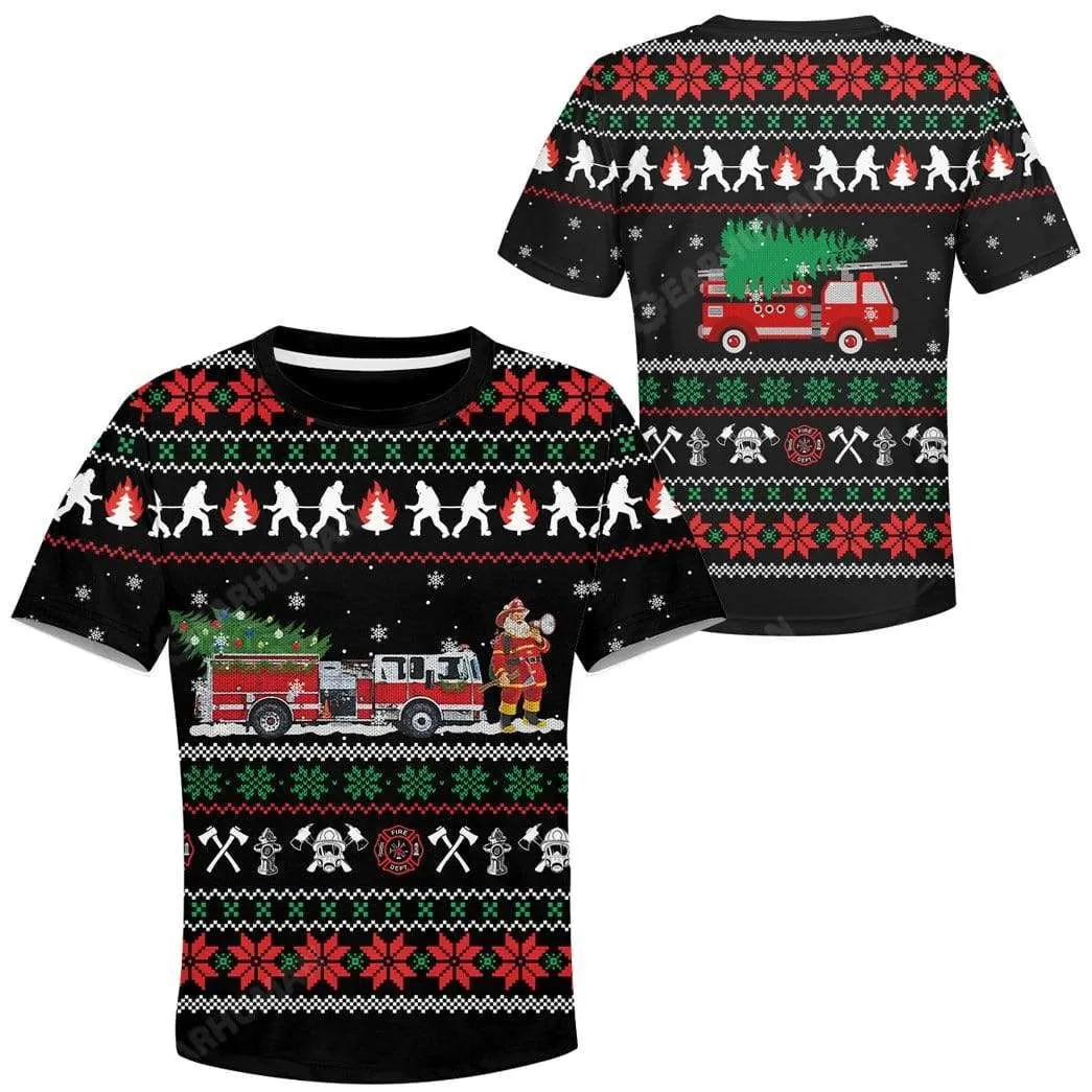 Ugly Christmas Firefighter Custom Cosplay Kid Hoodies Apparel