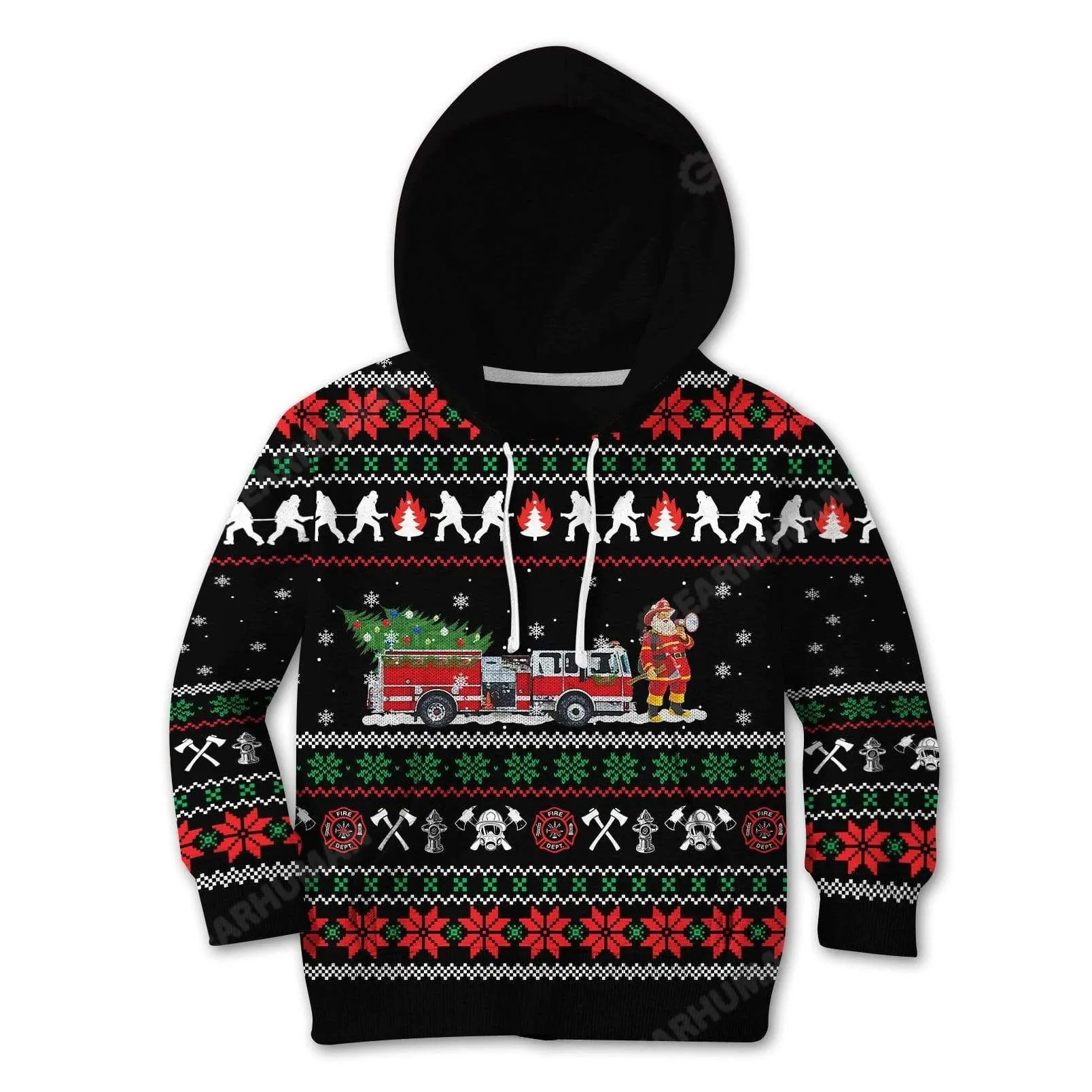 Ugly Christmas Firefighter Custom Cosplay Kid Hoodies Apparel