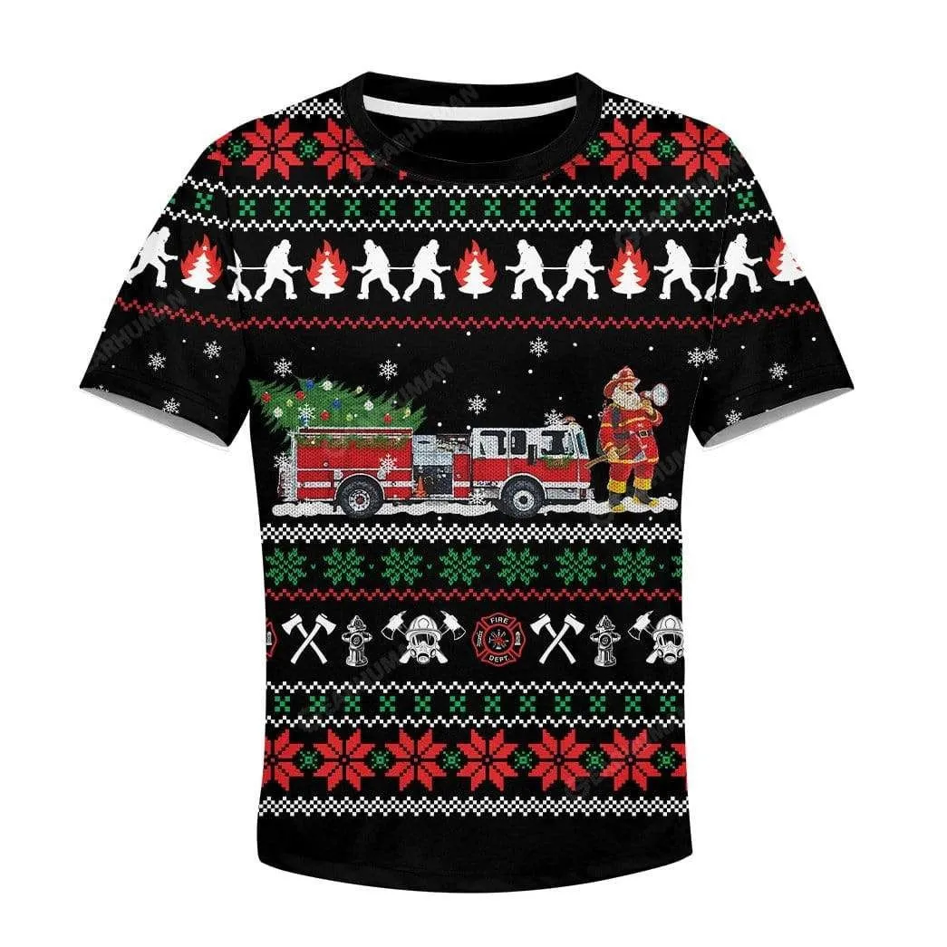 Ugly Christmas Firefighter Custom Cosplay Kid Hoodies Apparel