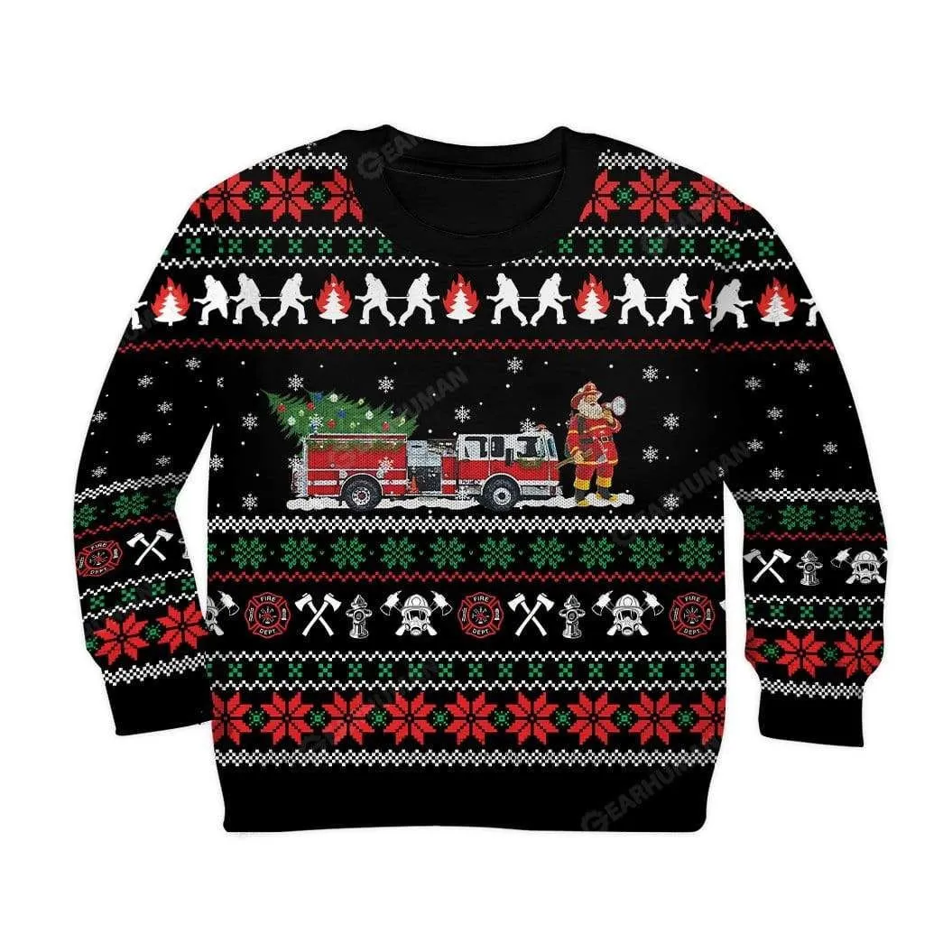 Ugly Christmas Firefighter Custom Cosplay Kid Hoodies Apparel