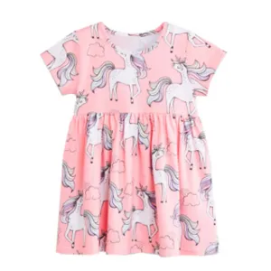 Unicorn Print Girls Dress